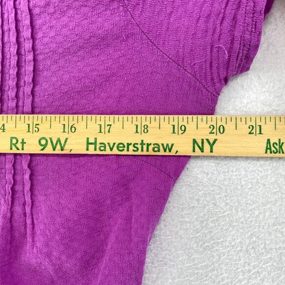 PRANA Top Womens M Cotton Textured Shirt Pintuck Boho Peasant Button Up Purple - Picture 9 of 14